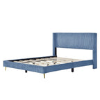 Lit plateforme capitonné en velours côtelé gris / rose / bleu / beige avec tête de lit, grand lit, 1 personne