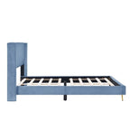 Lit plateforme capitonné en velours côtelé gris / rose / bleu / beige avec tête de lit, grand lit, 1 personne