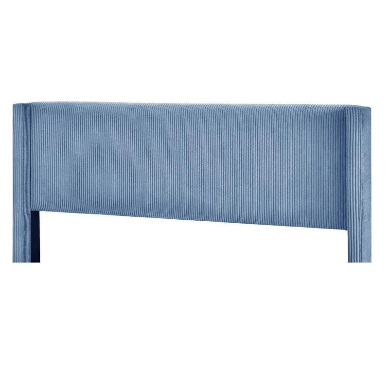 Lit plateforme capitonné en velours côtelé gris / rose / bleu / beige avec tête de lit, grand lit, 1 personne