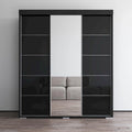 Armoire penderie miroir 3 portes – Noir / Blanc / Gris / Wengé