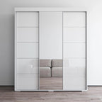 Armoire penderie miroir 3 portes – Noir / Blanc / Gris / Wengé