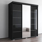 Armoire penderie miroir 3 portes – Noir / Blanc / Gris / Wengé