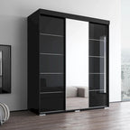 Armoire penderie miroir 3 portes – Noir / Blanc / Gris / Wengé