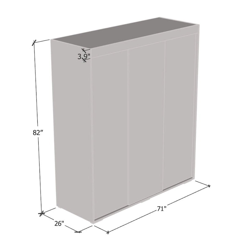 Armoire penderie miroir 3 portes – Noir / Blanc / Gris / Wengé