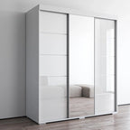 Armoire penderie miroir 3 portes – Noir / Blanc / Gris / Wengé