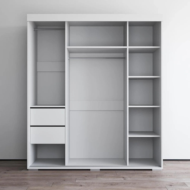 Armoire penderie miroir 3 portes – Noir / Blanc / Gris / Wengé