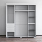 Armoire penderie miroir 3 portes – Noir / Blanc / Gris / Wengé