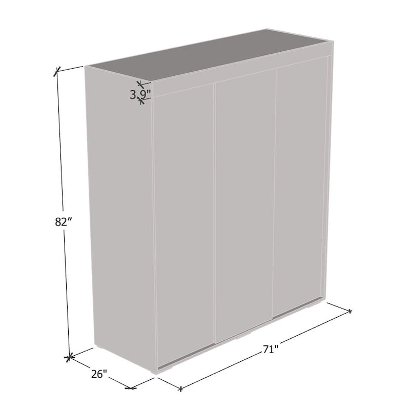 Armoire penderie miroir 3 portes – Noir / Blanc / Gris / Wengé