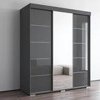 Armoire penderie miroir 3 portes – Noir / Blanc / Gris / Wengé