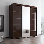 Armoire penderie miroir 3 portes – Noir / Blanc / Gris / Wengé