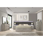 Chambre à coucher avec lit escamotable LED gris vieilli, style panneau, 1-2 personnes – Très grand lit/grand lit