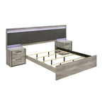 Chambre à coucher avec lit escamotable LED gris vieilli, style panneau, 1-2 personnes – Très grand lit/grand lit