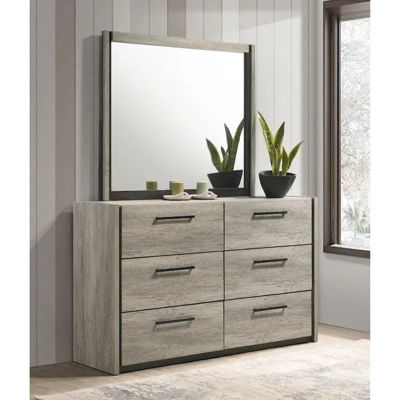 Chambre à coucher avec lit escamotable LED gris vieilli, style panneau, 1-2 personnes – Très grand lit/grand lit