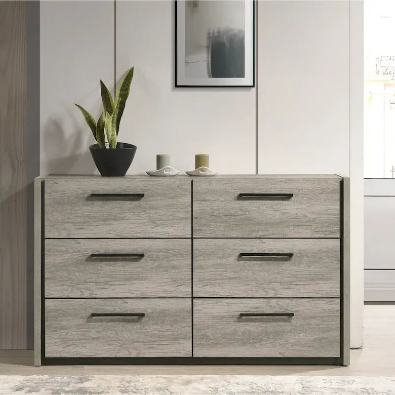 Chambre à coucher avec lit escamotable LED gris vieilli, style panneau, 1-2 personnes – Très grand lit/grand lit