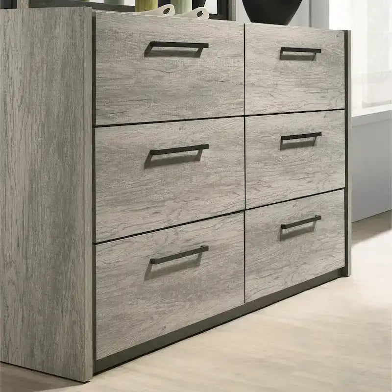 Chambre à coucher avec lit escamotable LED gris vieilli, style panneau, 1-2 personnes – Très grand lit/grand lit