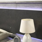 Chambre à coucher avec lit escamotable LED gris vieilli, style panneau, 1-2 personnes – Très grand lit/grand lit