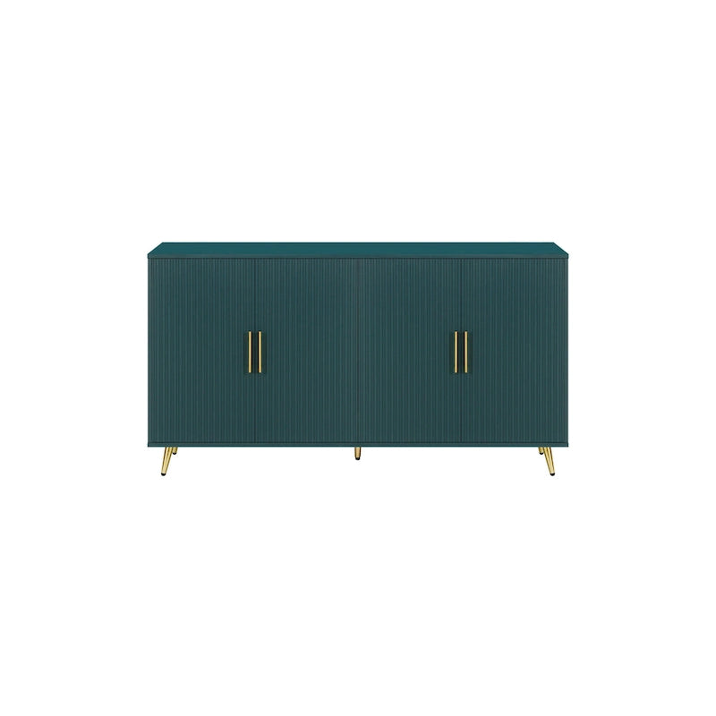 Meuble TV vert 4 portes, MDF, pour TV jusqu'à 65 po