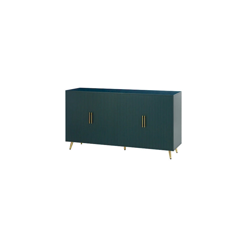 Meuble TV vert 4 portes, MDF, pour TV jusqu'à 65 po