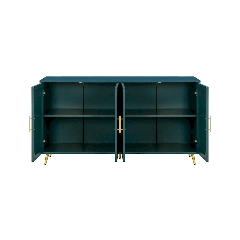 Meuble TV vert 4 portes, MDF, pour TV jusqu'à 65 po