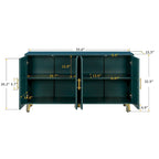 Meuble TV vert 4 portes, MDF, pour TV jusqu'à 65 po