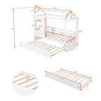 Lit jumeau double naturel avec lit gigogne, 2 couchages