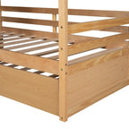 Lit jumeau double naturel avec lit gigogne, 2 couchages