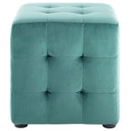 Pouf cube capitonné en velours sarcelle, 1 place
