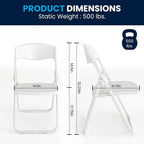Chaise pliante noire/blanche, lot de 2, capacité de 227 kg