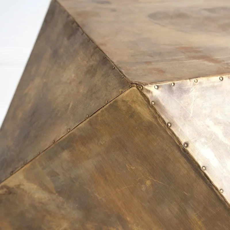 Table d'appoint/tabouret hexagonal en fer marron antique doré, 1 place