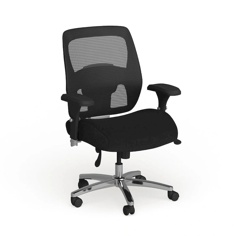 Chaise de bureau ergonomique à dossier haut en maille noire, utilisation 24h/24 et 7j/7, 1 personne, 227 kg