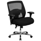 Chaise de bureau ergonomique à dossier haut en maille noire, utilisation 24h/24 et 7j/7, 1 personne, 227 kg