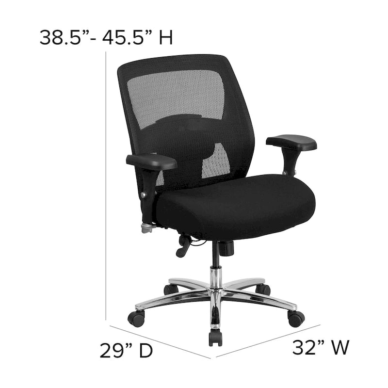 Chaise de bureau ergonomique à dossier haut en maille noire, utilisation 24h/24 et 7j/7, 1 personne, 227 kg