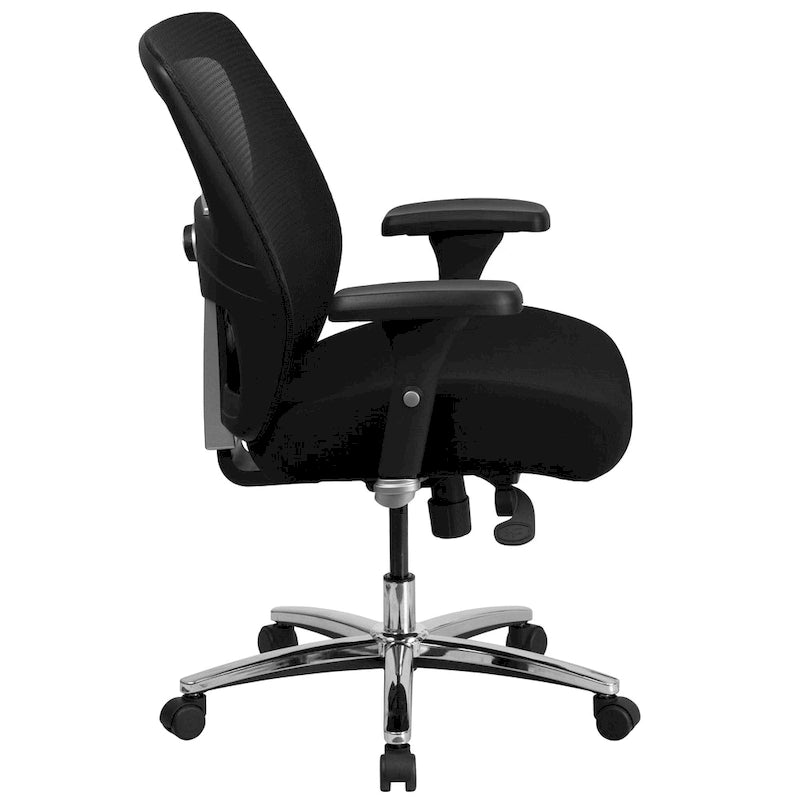 Chaise de bureau ergonomique à dossier haut en maille noire, utilisation 24h/24 et 7j/7, 1 personne, 227 kg