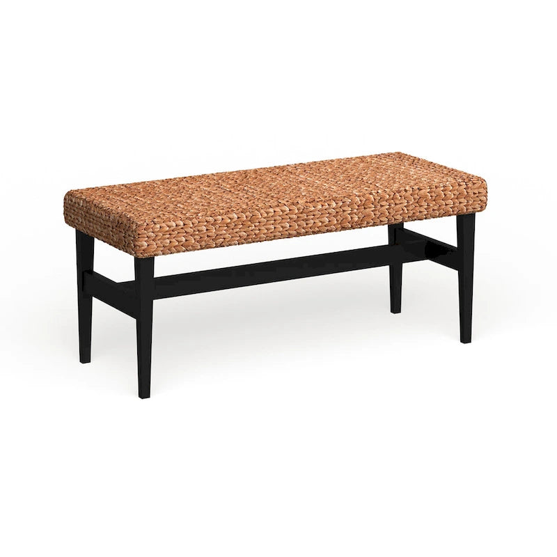 Banc tissé style côtier noir/naturel pour 1 personne