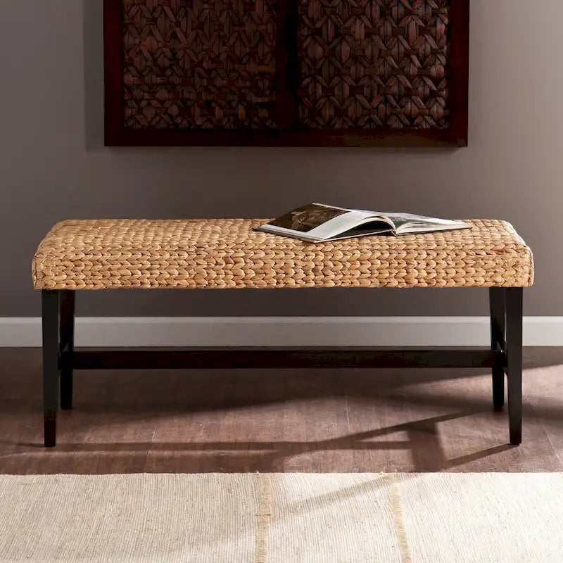 Banc tissé style côtier noir/naturel pour 1 personne