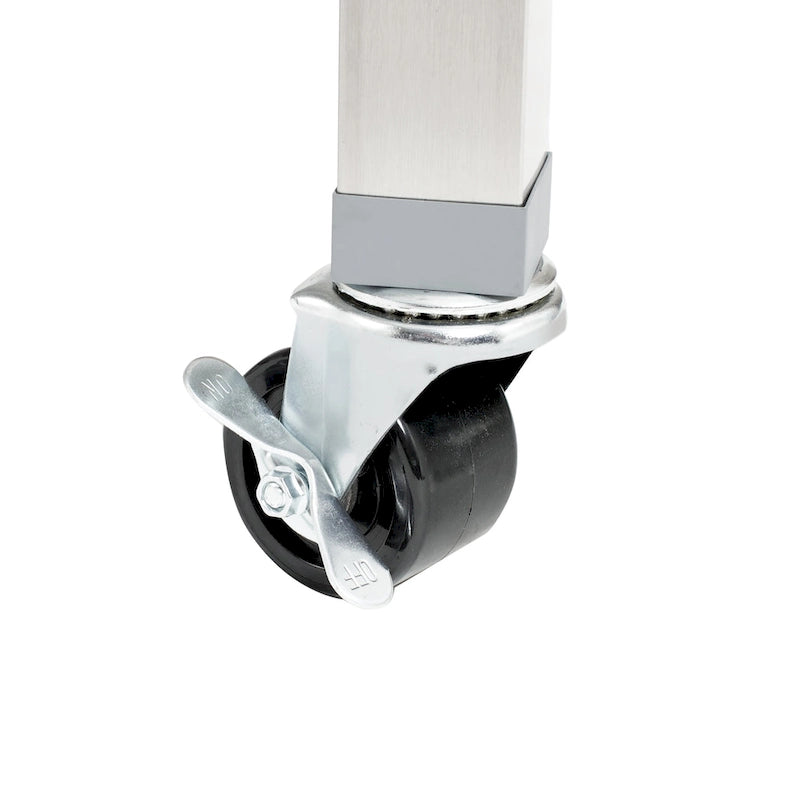 Îlot de cuisine mobile 2 tiroirs en acier inoxydable et plateau en bois, marron/argent, 1 personne
