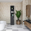 Meuble de salle de bain haut 1 porte, 1 tiroir, 3 compartiments, noir