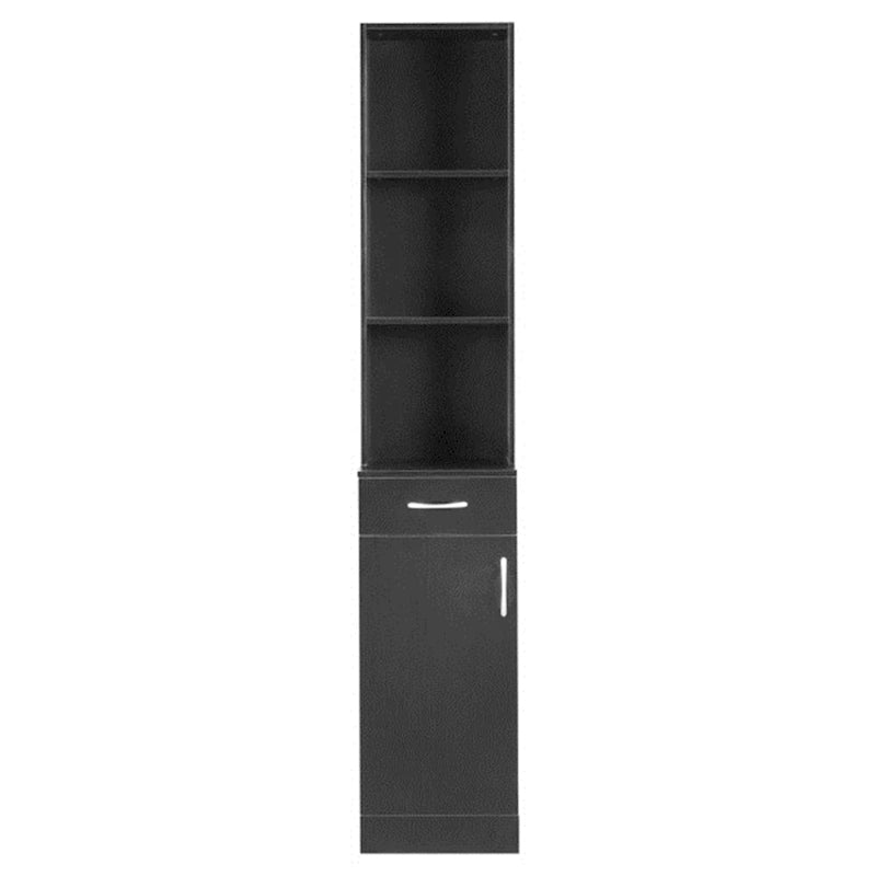 Meuble de salle de bain haut 1 porte, 1 tiroir, 3 compartiments, noir