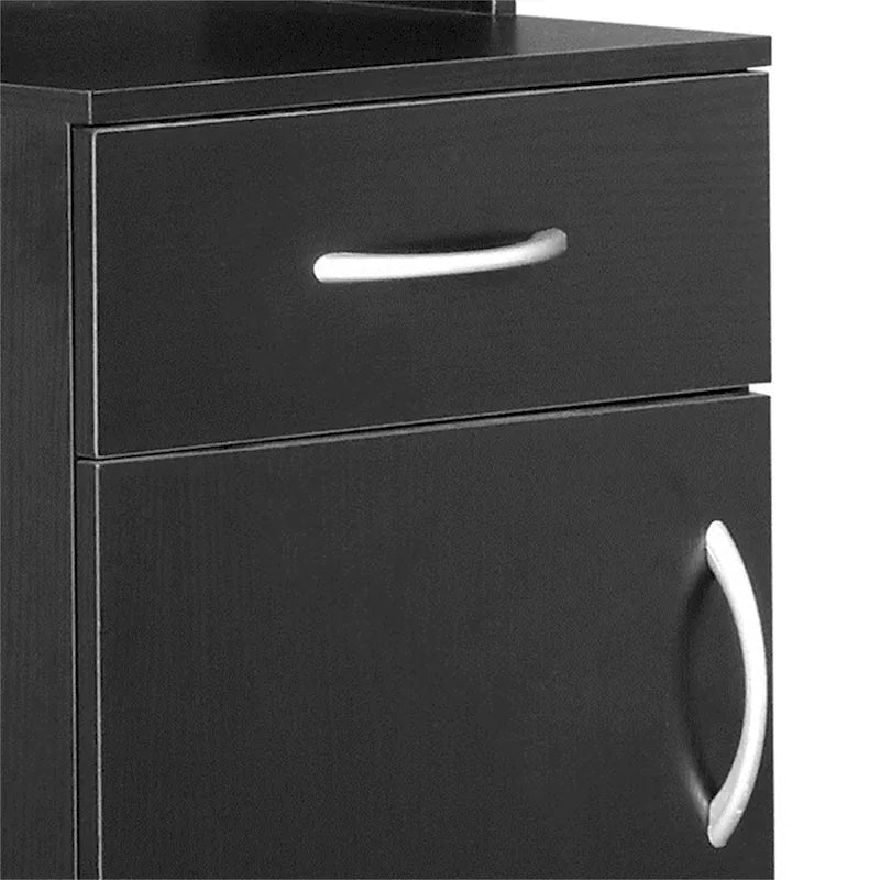 Meuble de salle de bain haut 1 porte, 1 tiroir, 3 compartiments, noir