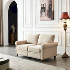 Causeuse deux places en lin beige avec rangement