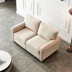 Causeuse deux places en lin beige avec rangement
