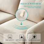 Causeuse deux places en lin beige avec rangement