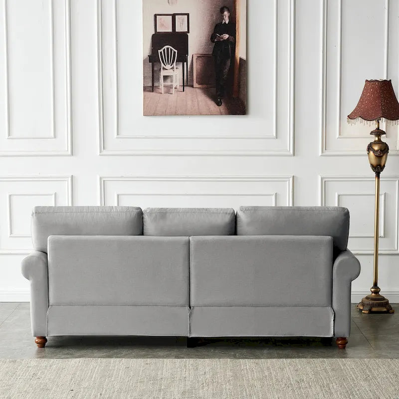 Causeuse deux places en lin beige avec rangement