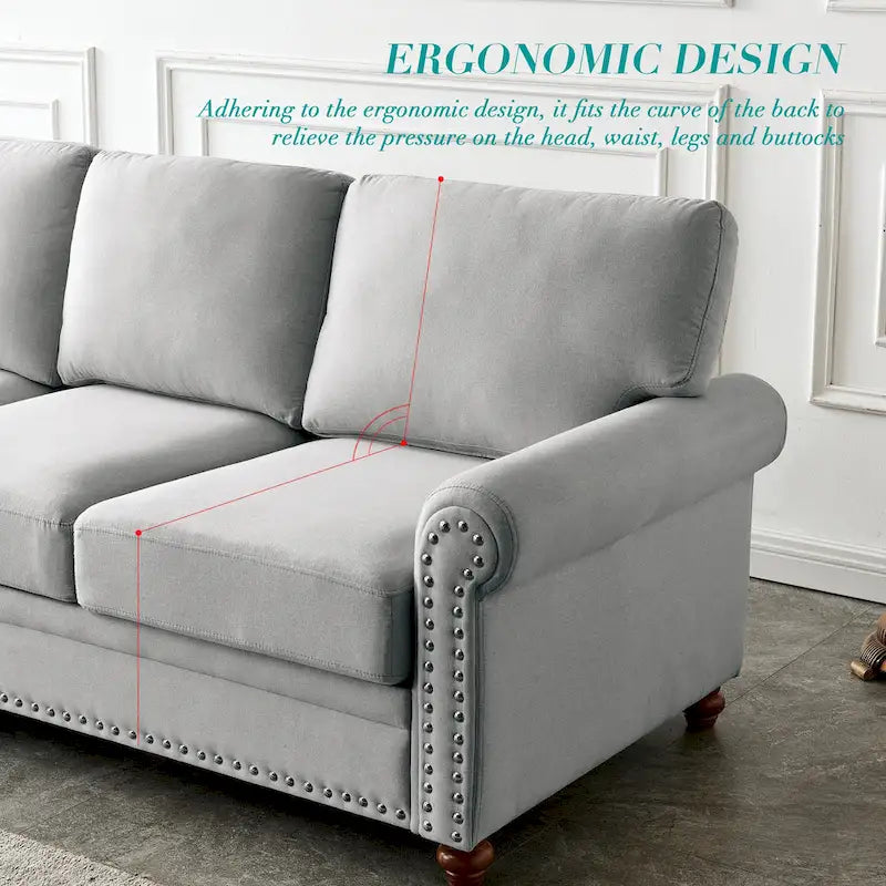 Causeuse deux places en lin beige avec rangement