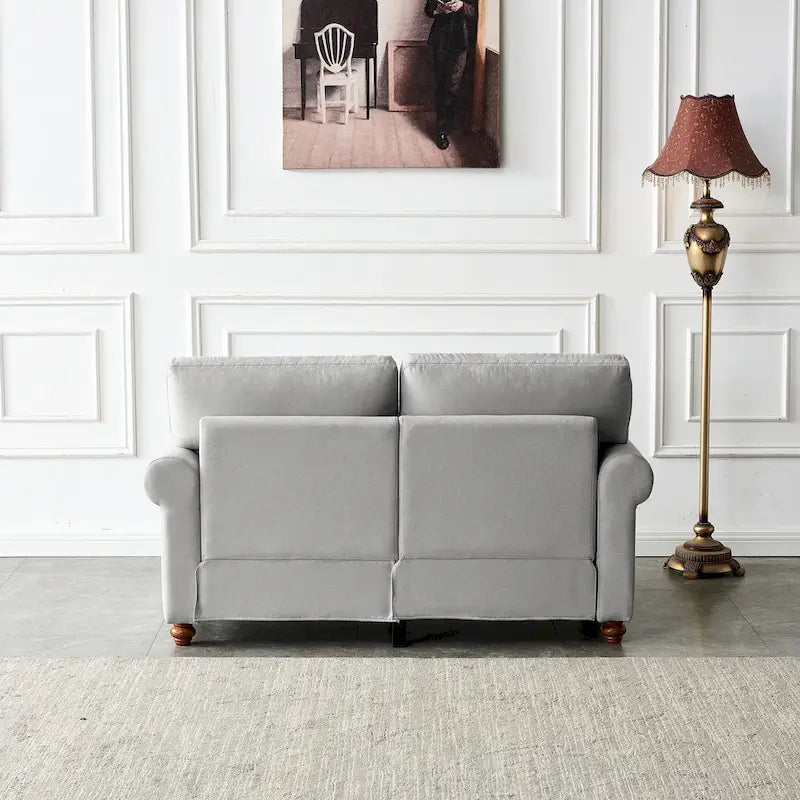 Causeuse deux places en lin beige avec rangement