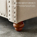 Causeuse deux places en lin beige avec rangement