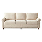 Causeuse deux places en lin beige avec rangement