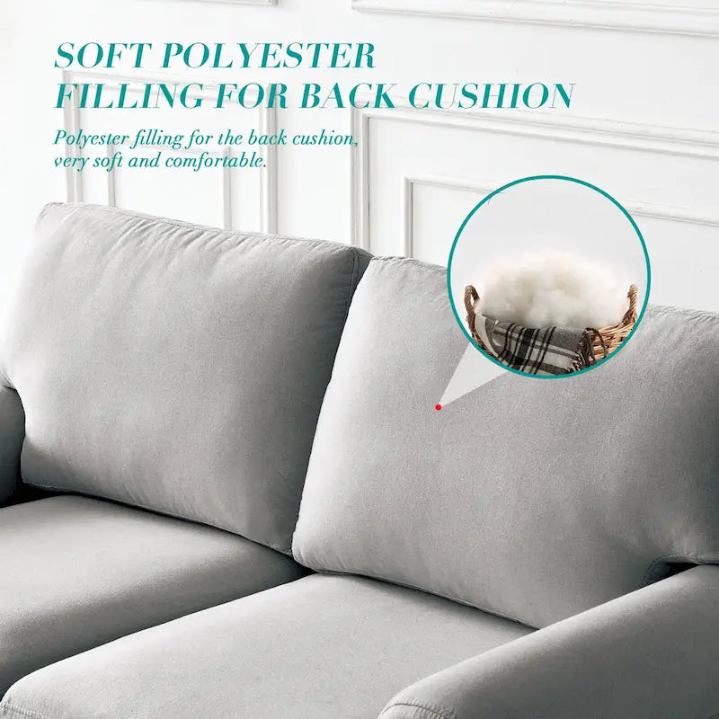 Causeuse deux places en lin beige avec rangement