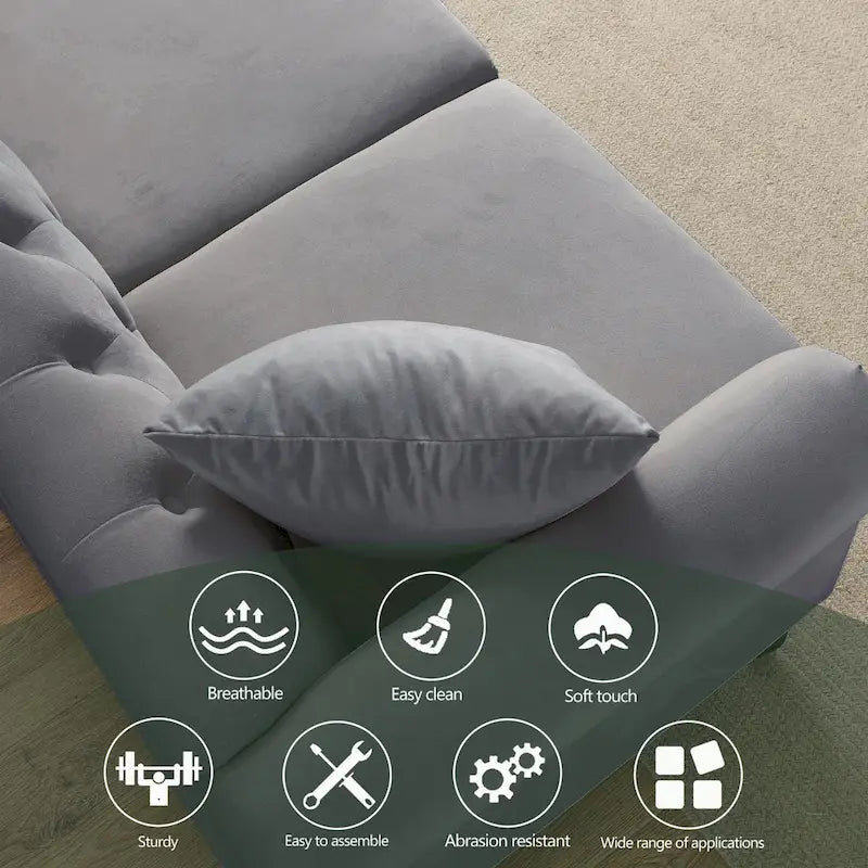 Canapé Chesterfield 3 places capitonné beige/gris avec accoudoirs roulés et cloutage décoratif