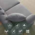 Canapé Chesterfield 3 places capitonné beige/gris avec accoudoirs roulés et cloutage décoratif